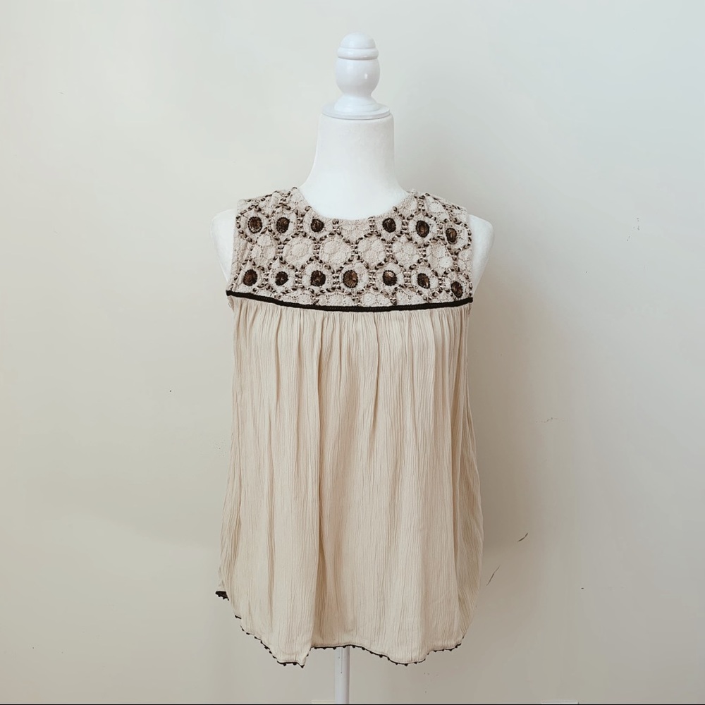 🚫 SOLD 🚫 Zara Embellished Embroidered Tank Top - Picture 1 of 7